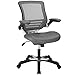 Modway Edge Mesh Back and White Vinyl Seat Office Chair With Flip-Up Arms - Computer Desks in Gray