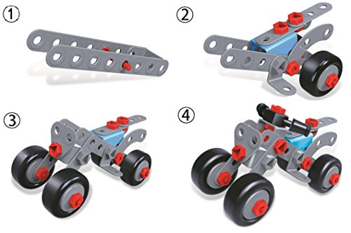 7TECH 233 PCS 4-in-1 Model Building set STEM Educational Construction Engineering Toy with 2 Motorbikes & Cranes and Forklifts for Kids