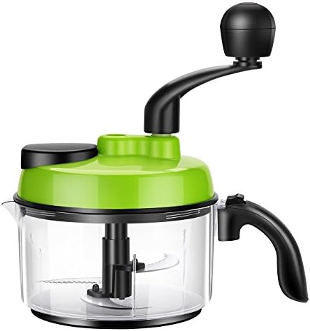 PAPAHUMAN PH3088 - Multi Purpose Food Processor For Fruits Veggies and Meat by Hand Powered,5 in 1 Chopper, Mixer, Blender, Whipper, Slicer, Shredder,Black