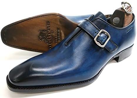 Amazon マドラス アウトレット品 ハリス イタリア製 ブラックラピド製法 本革 手染め モンクベルト レザーシューズ ビジネスシューズ 革靴 ブルー k 39 ビジネスシューズ