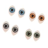 MagiDeal Oval Flat Back Plastic Eyes 6mm Iris for Porcelain or Reborn Dolls Making DIY Supplies Pack of 4 Pairs