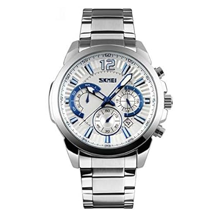 Bernsuisse Japanese Quartz Stainless Steel Waterproof Silver Chronograph Mens Watch