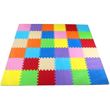 BalanceFrom Kid's Puzzle Exercise Play Mat with EVA Foam Interlocking Tiles, 9 Colors (36 Tiles)