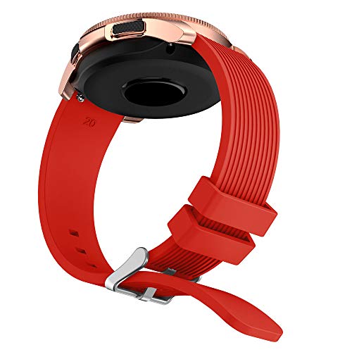 Insaneness Pure Colour Stripe Soft Silicone Watch Band Band Strap for Samsung Galaxy Watch (Red, 42mm) - Thumbnail 5