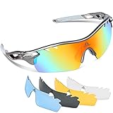 HODGSON Polarized Sports Sunglasses with 5 Interchangeable Lenses for Men Women Cycling Baseball Running Glasses, TR90 Unbreakable-Gray