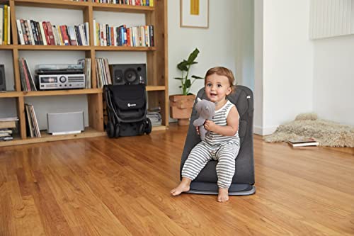 Transat évolutif Evolve Ergobaby 3-en-1 pour bébés et bambins de 2,5 à 13,2 kg - Transat bébé multi-positions avec hauteurs réglables, harnais sécurisé et insert nouveau-né, Charcoal Grey