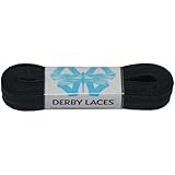 Derby Laces Solid Black - Flat, 10mm Wide, for Boots, Skates, Roller Derby, and Hockey Skates (108 Inch / 274 cm)