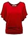 LL WT742 Womens Boat Neck Short Sleeve Dolman Drape Top XXXL RED