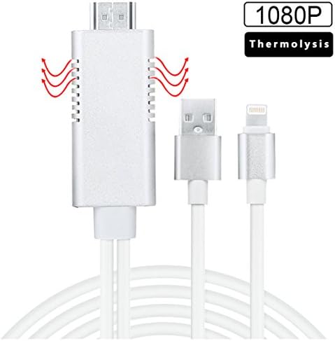 Citus Ultra High Speed HDMI Cord with Nickel Plated Connectors-Ethernet &amp; Audio Return-1080P-Lightning Digital AV Adapter for iPad iPod and iPhone5 5s 6s 6s plus 7 7 plus 8 8s X (Silver)