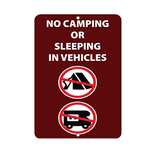 Photo 1 of New Metal Sign Aluminum Sign No Camping Or Sleeping In Vehicles Activity Sign Park Signs for Outdoor & Indoor 12" x 8"