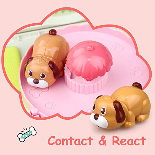 GrowthPic Dog Playset Toys for Kids, Dog Animals Toy with Carrier Puppy Toys Pretend Play Pet Toy with Realistic Sounds & Music, Play Dogs Educational Learning Toys Best for 3, 4, 5, and 6 Year Olds