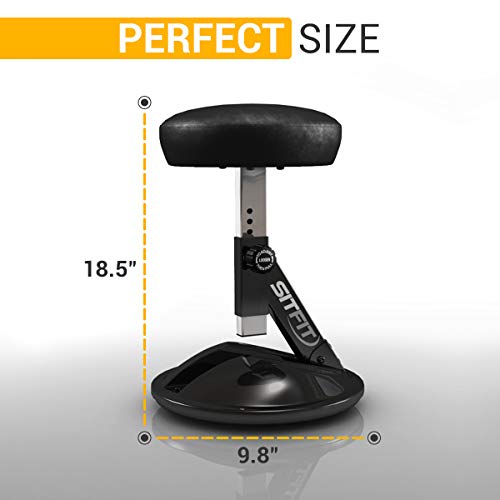 Silverfeat Wobble Stool Adjustable Bench | Wobble Chair for Office or Home Workout | Ideal to Improve Your Posture and Tone Your Core | Stainless Steel Desk Stool | Ergonomic Desing | Black - Thumbnail 4