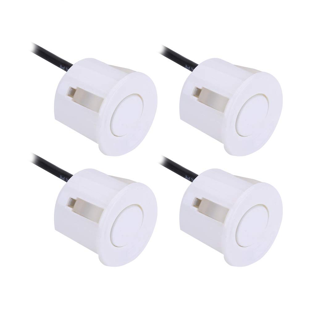Parking Sensor, 4Pcs Universal Car Parking Reversing Sensor Park Aid Sensors Radar Sensors For Car Probe Backup Assist (White)