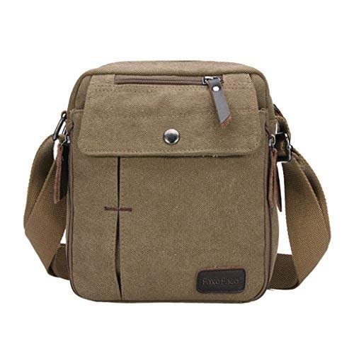 Multifunctional Phone Holder Money Key Pocket Side Traveling Bag Retro Canvas Crossbody Bag Durable Duffle Shoulder Tool Tote Bag,Khaki