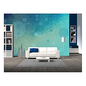 Cool Blue Background with Yellow Lighting and Soft Floating Bubbles or Circles in Random Pattern - Removable Wall Mural | Self-Adhesive Large Wallpaper - 66x96 inches