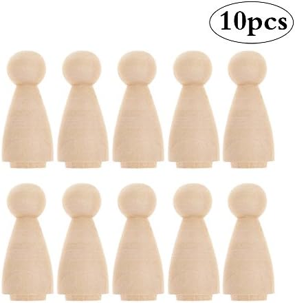 Unfinished Wooden Peg Doll Bodies Family Doll Set Wooden Craft for DIY Projects, 10-Pack (2.28inch)