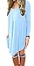 DEARCASE Long Sleeve T-Shirt Dress for Women Royal Blue Large V-Neck Spring Casual Loose Fall Winter Irregular Hem Solid A-Line Wedding Guest Jersey Flowy Swing Sweater Tunic Short Dresses