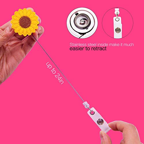 Orcbee _Sunflower Badge Reel Holder Accurate Stitching Strap Telescopic Retracting Clip