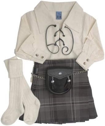 Kilt Society Boys 4 Piece Hamilton Grey Tartan Kilt Outfit Set