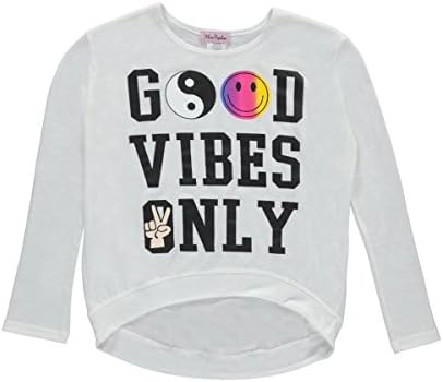 Miss Popular Big Girls' "Good Vibes Only" L/S Top - ivory, 7 - 8