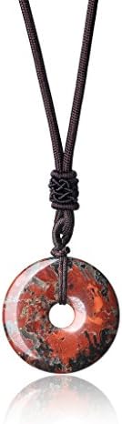 AmorWing Circle Donut Pendant Semi Precious Stone Necklace