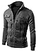 Azbro Men's Highneck Zip Up Casual Jacket & Outcoat, BLACK-L