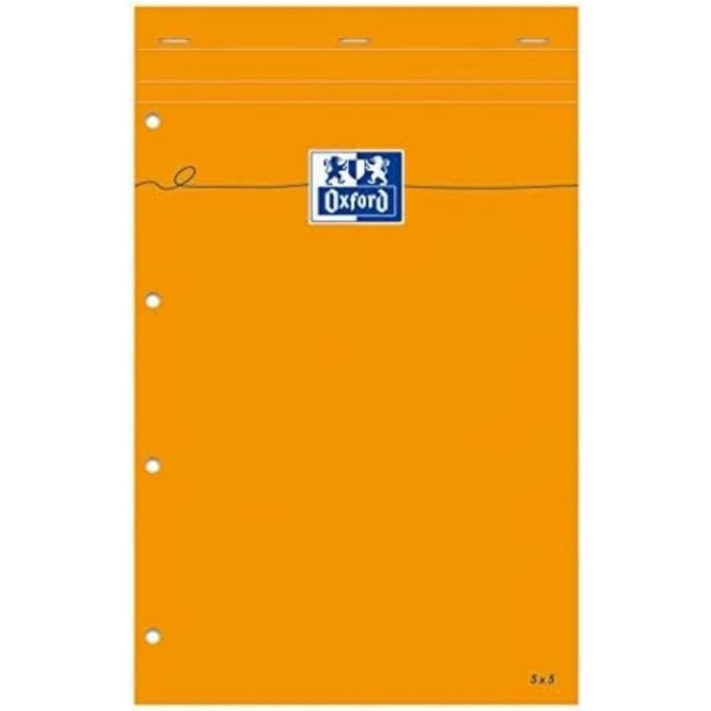 Pack of 5 Oxford Notepad with Small 5 x 5 Squares 160 Pages A4 Orange