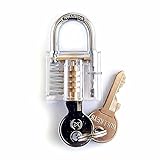GOOTRADES Crystal Professional Visible Cutaway of Padlocks Lock for Locksmith Lock Training Trainer with 2 keys (White)