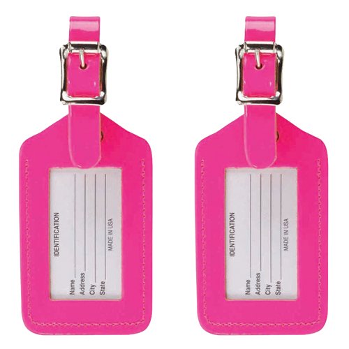 pink luggage tags