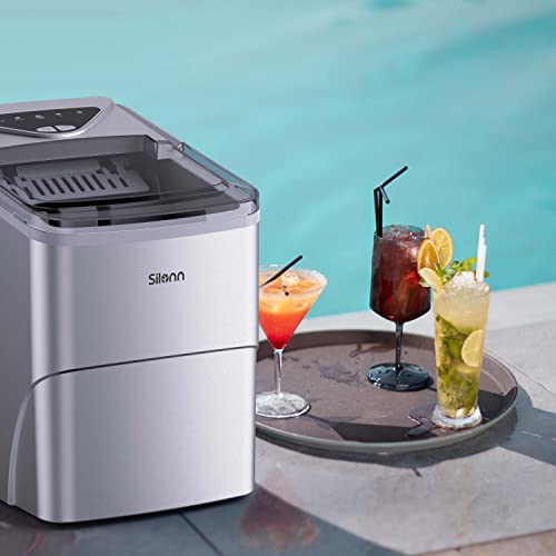 Silonn Ice Makers Countertop, 9 Cubes Ready in 6 Mins, 26lbs in 24Hrs
