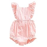 Viworld Infant Baby Girl Twins Bodysuit Sleeveless Ruffles Romper Sunsuit Outfit Princess Clothes (Pink, 90(12-18 Months))