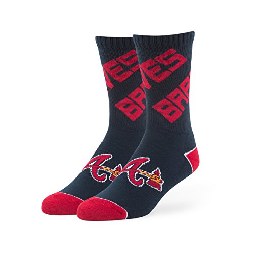 MLB Atlanta Braves Men's '47 Helix Casual Dress Crew Socks, Large, 1-Pack