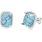 EKJQB Turquoise Stud Earrings for Women S925 Sterling Silver Turquoise Gemstone Earrings Jewelry Gifts for Women Mom Her
