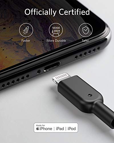 Anker Powerline II Lightning Cable, [3ft MFi Certified] USB Charging/Sync Lightning Cord Compatible with iPhone SE 11 11 Pro 11 Pro Max Xs MAX XR X 8 7 6S 6 5, iPad and More(Black)