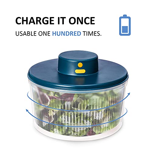 BORNKU Electric Salad Spinner 3L USB Chargeble,Vegetable Washer with Bowl, Lettuce Cleaner and