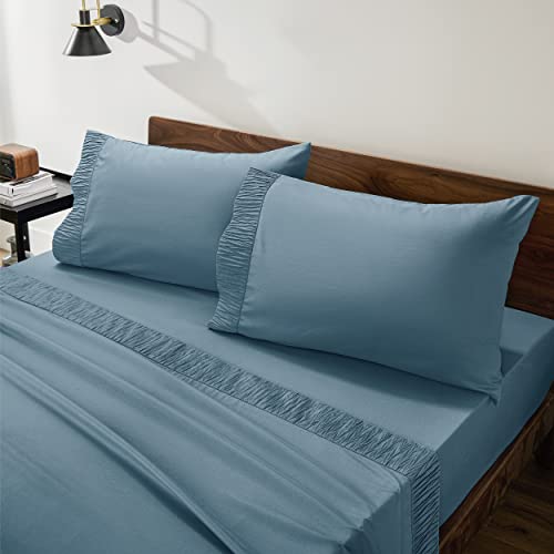 Bedsure King Size Sheets Sets Spa BlueSoft 1800 King Bed Sheets, 4