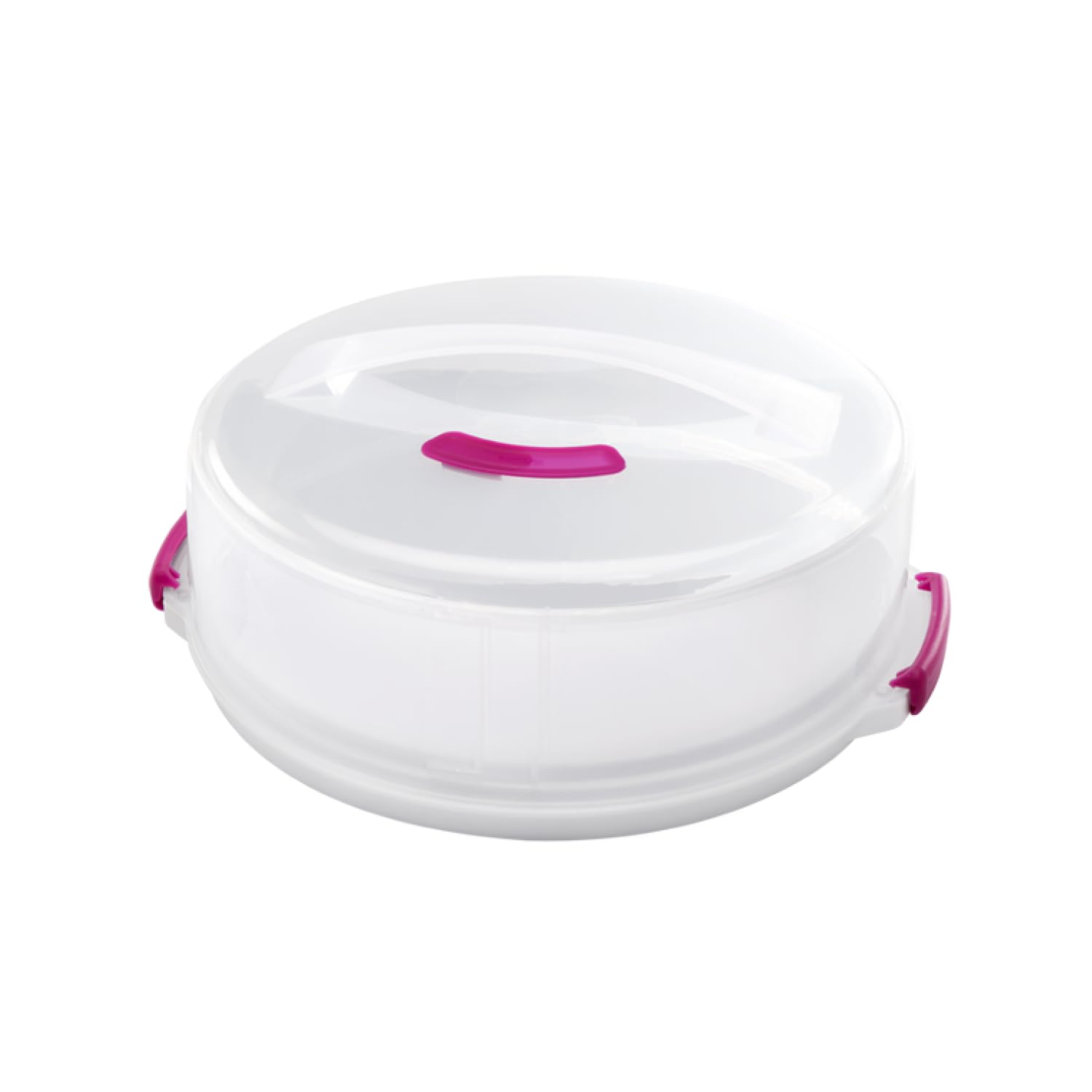 Metaltex Adjustable Cake Carrier - Baking Accessories and Storage - White/Pink, 36 x 36 x 22 Centimetres