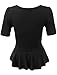 LE3NO Womens Round Neck Peplum Top Blouse