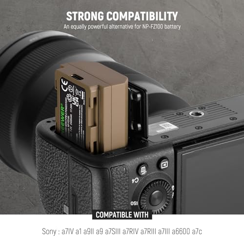 NEEWER 2400mAh NP-FZ100 Replacement Battery, Type C 2.5 Hrs Fast Charging, Rechargeable Camera Battery for Sony FX3 FX30 ZV-E1 A1 A6600 A6700 A7III A7IV A7C A7CII A7CR A7RIII A7RIV A7RV A7SIII A9 A9II