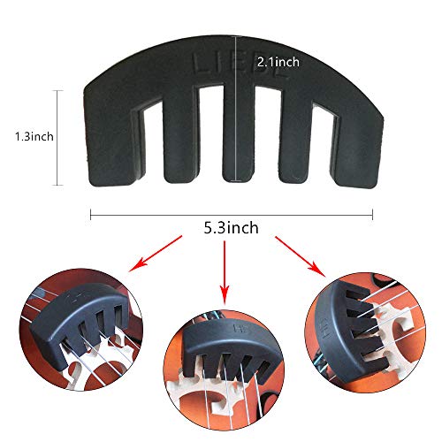 VCOSTORE Violin Mute and Finger Guide Pack, 4/4 Fingerboard Sticker Fret Guide Label Chart and Rubber Practice Silencer Accessories for Beginners - Thumbnail 3