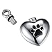 AMIST Warm Heart Dog Paw Print Cremation Jewelry Keepsake Memorial Urn Necklace Ash Holder Pendant
