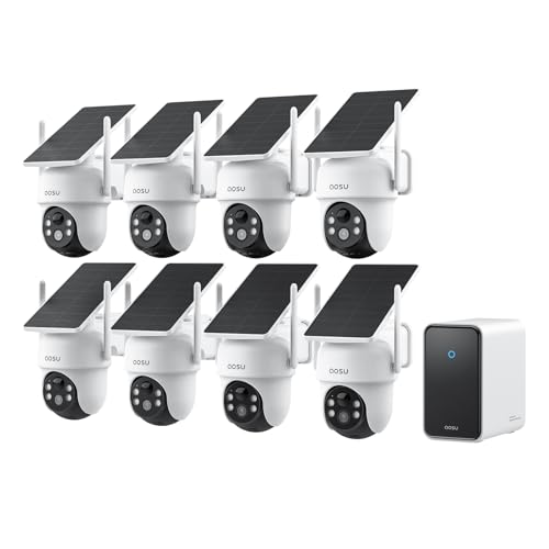 aosu 3K Überwachungskamera Aussen Solar Akku, 8 Cam-Kit & aosuCortex, Kein ABO, 32GB Lokal & 16 TB Erweiterbar, 5MP UHD 360° Automatische Verfolgung K