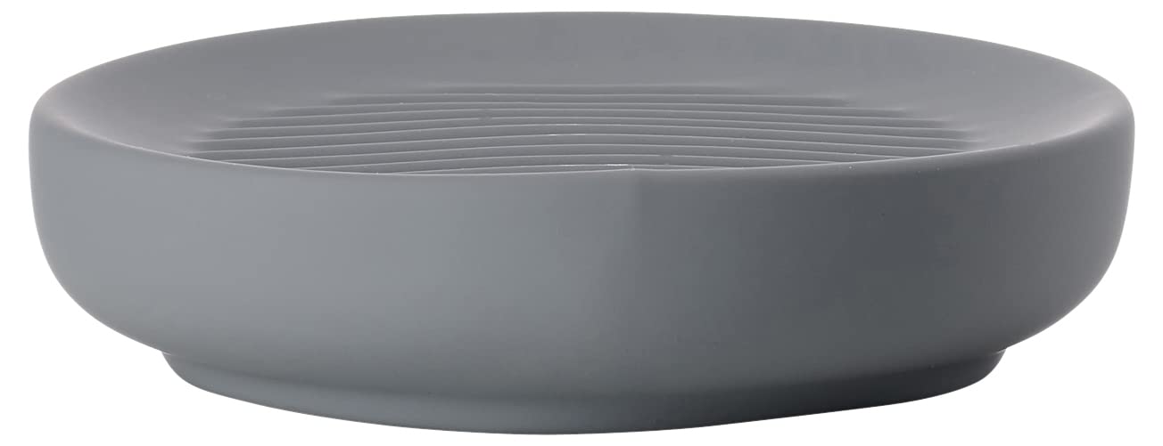Zone Denmark Ume Stoneware Soap Dish, Soap Dish for Basin, Soft Touch Coating, Diameter 12 cm, Grey