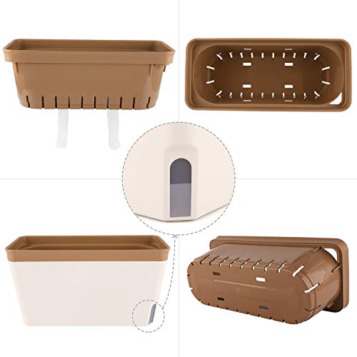 T4U 27cm Selbstwässernder Blumenkasten Kräutertopf mit ERD-Bewässerungs-System Braun 3er-Set Kunststoff Blumentopf Pflanzgefäß Rechteck für Küche Balkon Fensterbank – Bild 7