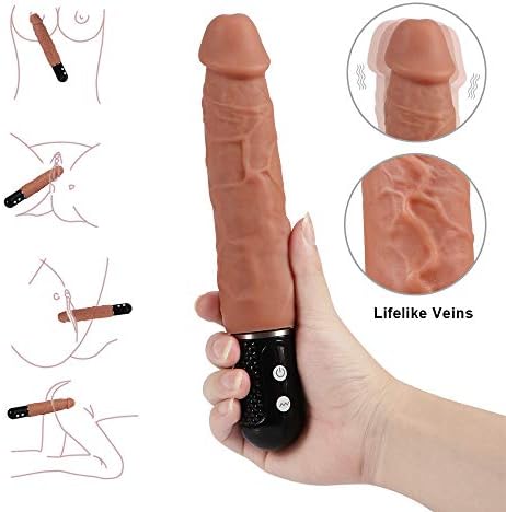 Didlos Women Realistic Silicone Vibrating Toy Vibrartor for Women Small Size Wireless Waterproof with 10 Powerful Vibration Modes - Brown