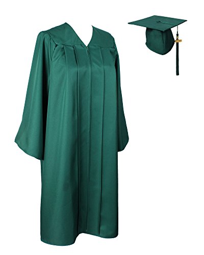 GraduationService Matte Gown Cap Tassel 2017 and 2018 Unisex, Forest Green, 54FF(5.9-5.11)inches