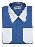 Men's Royal Blue Two Tone Dress Shirt w/ Convertible Cuffs - XXLarge 34 /35