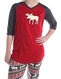 Family Matching Christmas Pajamas Set For Mom And Dad Deer Striped Sleepwear Outfits (USL, Women Red)