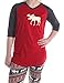 Family Matching Christmas Pajamas Set For Mom And Dad Deer Striped Sleepwear Outfits (USL, Women Red)