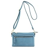 Multi Compartment Wristlet Clutch Crossbody Bag Blue Gray